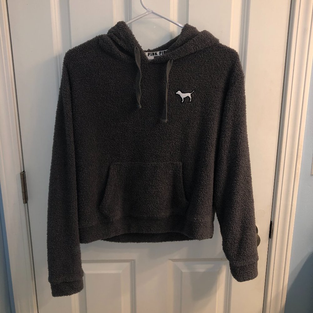 PINK Fuzzy Hoodie Size S